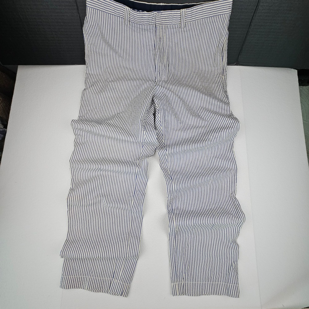 Tommy Hilfiger Mens 35x32 Seersucker Pants Vintage Y2K 2004 Striped Blue White
